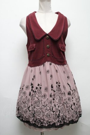 画像: axes femme / ベスト切替ワンピース  ワイン S-25-04-28-036-AX-TO-HR-ZS