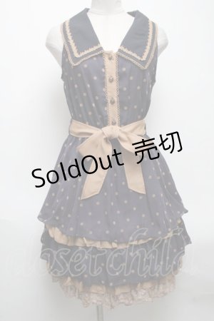 画像: axes femme / ドットシフォン切替ワンピース  紺 S-25-04-28-037-AX-TO-HR-ZS