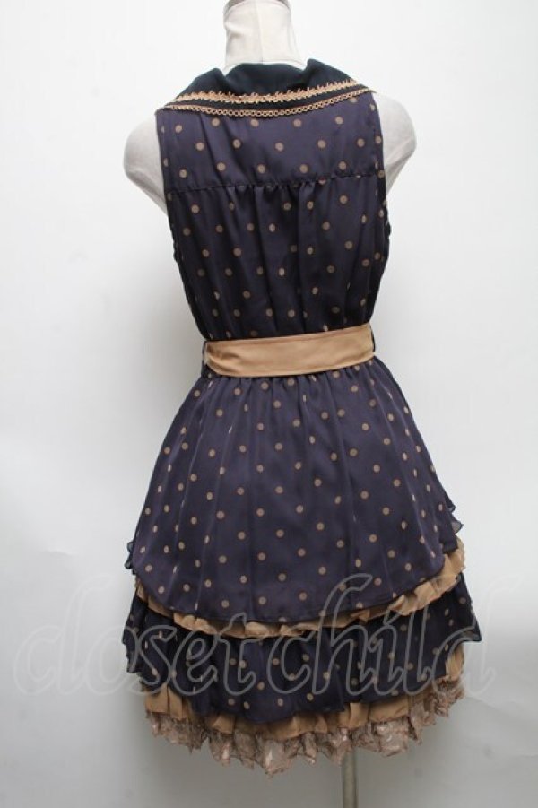 画像2: axes femme / ドットシフォン切替ワンピース  紺 S-25-04-28-037-AX-TO-HR-ZS (2)