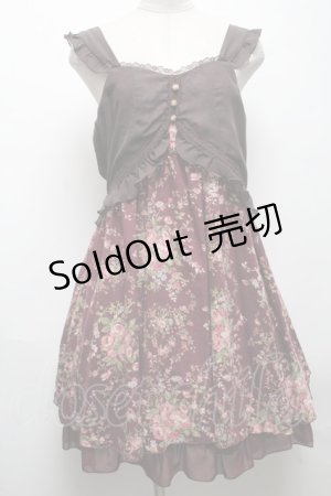 画像: axes femme / 花柄切替ワンピース  ワイン S-25-04-28-043-AX-OP-AS-ZS