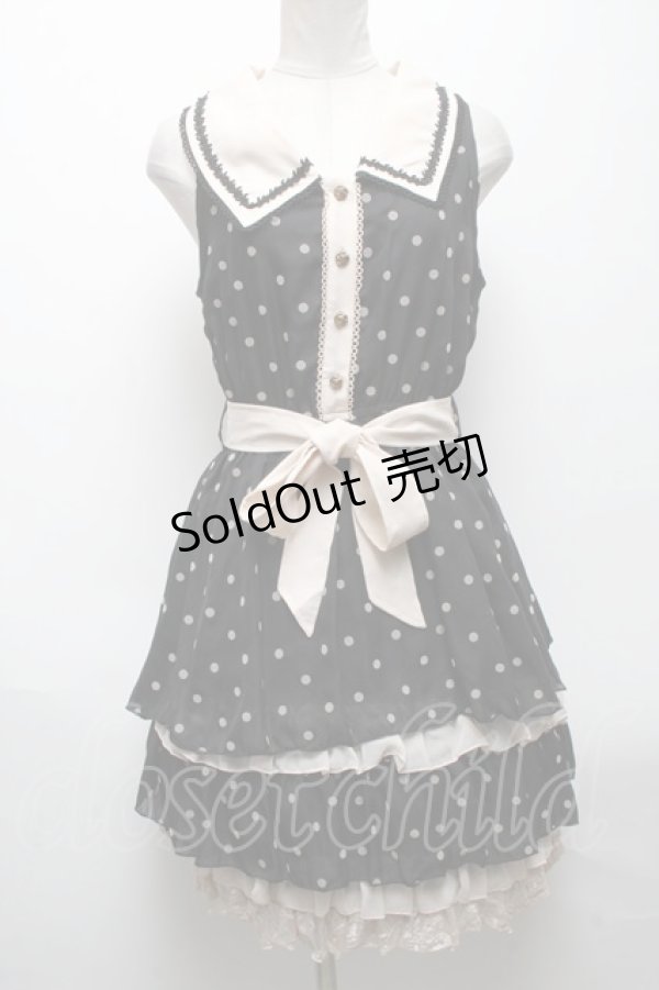 画像1: axes femme / ドットシフォン切替ワンピース  黒 S-25-04-28-046-AX-TO-HR-ZS (1)