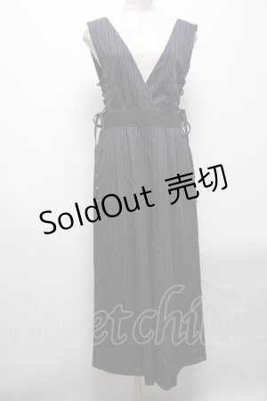 画像: axes femme POETIQUE / ストライプコンビネゾン  紺 S-25-04-28-048-AX-OP-HR-ZS