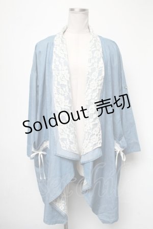 画像: axes femme / レース切替デニムカーディガン  ブルー S-25-05-01-006-AX-CO-HR-ZI