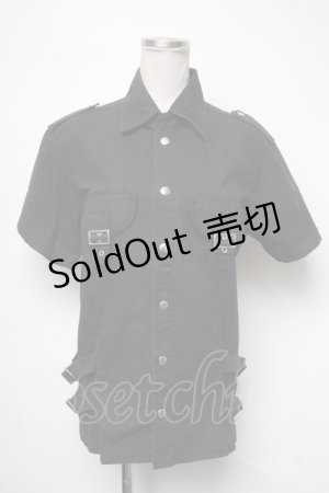 画像: no future / ベルトデザイン半袖ジャケット  黒 S-25-05-01-007-PU-TS-HR-ZS
