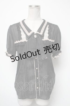 画像: axes femme / ジャボつきブラウス  黒 S-25-05-01-008-AX-TO-AS-ZS