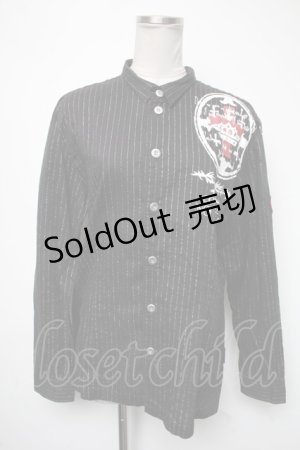 画像: no future / ラメストライプptシャツ  黒 S-25-05-01-015-PU-TS-HR-ZS