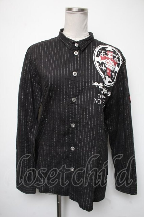 画像1: no future / ラメストライプptシャツ  黒 S-25-05-01-015-PU-TS-HR-ZS (1)