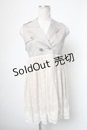 画像: axes femme / ベスト付きワンピース  ベージュｘオフ S-25-05-01-003-AX-OP-HR-ZS