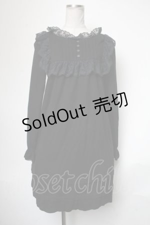 画像: Katie / レースフリルヨークカットソーワンピース  黒 S-25-05-01-028-LO-OP-HR-ZS
