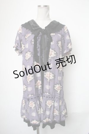 画像: axes femme / バラ柄シフォンワンピース  パープル S-25-05-01-035-AX-OP-HR-ZS