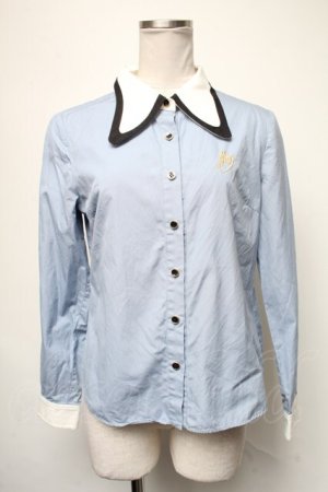 画像: MILK / M刺繍ブラウス  サックス S-25-05-01-004-ML-BL-AS-ZS