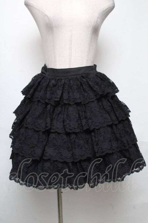 画像1: metamorphose / 総レースティアードスカート  黒 S-25-05-03-056-ME-SK-AS-ZS (1)