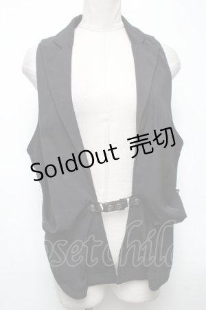 画像: Ozz Croce / ドレープベスト  黒 S-25-05-03-020-OO-TO-AS-ZS