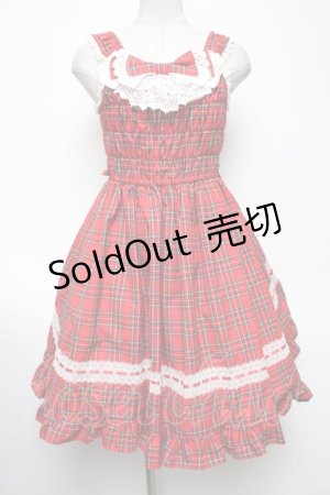画像: BABY,THE STARS SHINE BRIGHT / タータンチェックIシャーリングプリンセスジャンパースカート  赤 S-25-05-03-035-BA-OP-HR-ZS