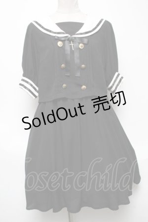 画像: Ank Rouge / セーラーワンピース  黒ｘ白 S-25-05-03-041-CA-OP-AS-ZS