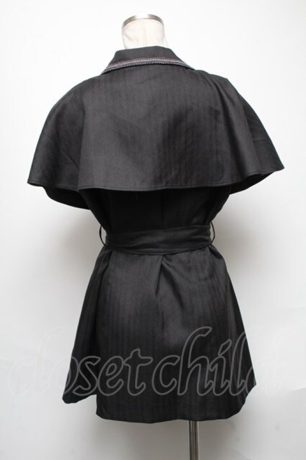 画像2: axes femme POETIQUE / ケープ付ロングベスト  黒 S-25-05-03-042-AX-TO-HR-ZS (2)