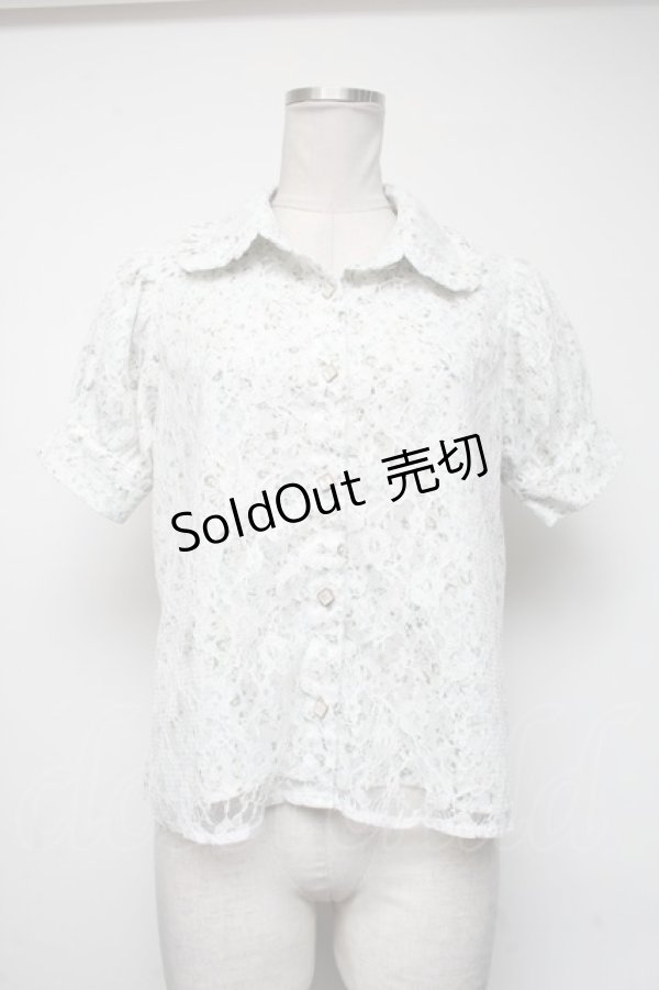 画像1: axes femme POETIQUE / レースラッフルフリル半袖ブラウス  オフ S-25-05-05-058-AX-BL-AS-ZI (1)