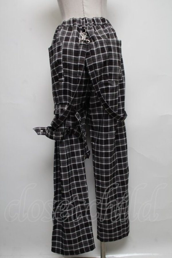 画像2: TRAVAS TOKYO / ボンテージデザインチェックパンツ  グレー S-25-05-05-1052-PU-TO-AS-ZS (2)