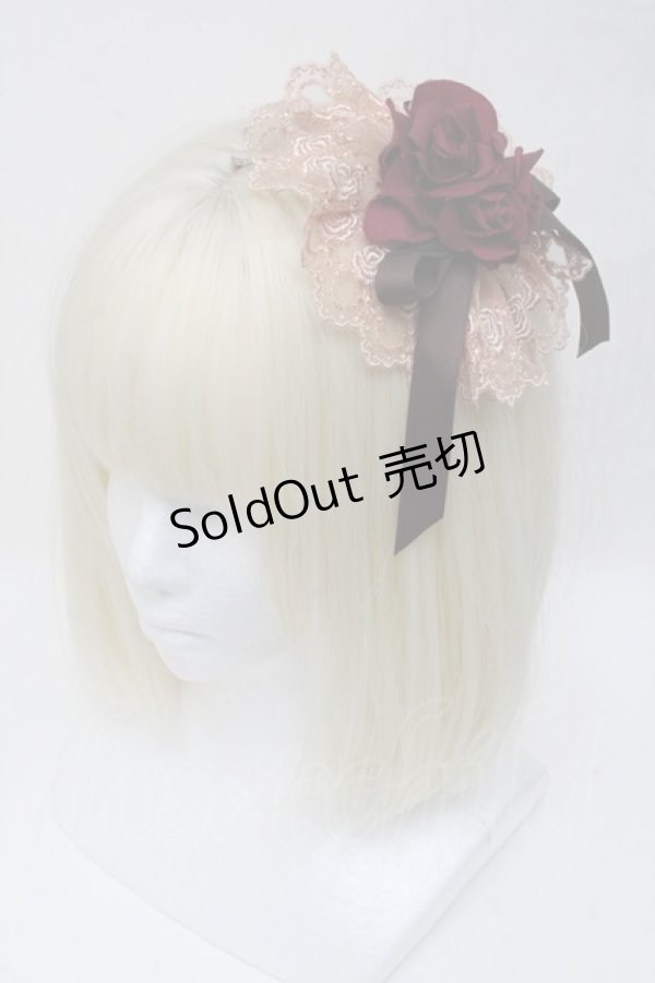 画像1: Mary Magdalene / ロゼットヘッドドレス  ワイン S-25-05-05-1006-CL-ZA-HR-ZS (1)