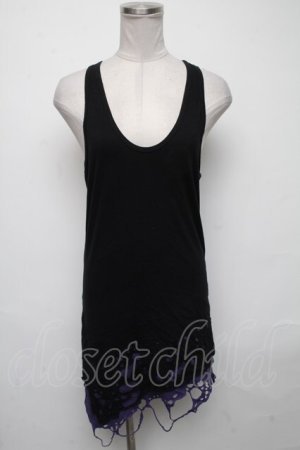 画像: CIVARIZE / Poisonous クラッシュ加工フェイクレイヤードタンクトップ 44 黒ｘ紫 S-25-05-05-1015-GO-TO-AS-ZS