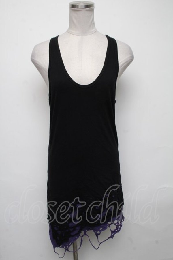 画像1: CIVARIZE / Poisonous クラッシュ加工フェイクレイヤードタンクトップ 44 黒ｘ紫 S-25-05-05-1015-GO-TO-AS-ZS (1)