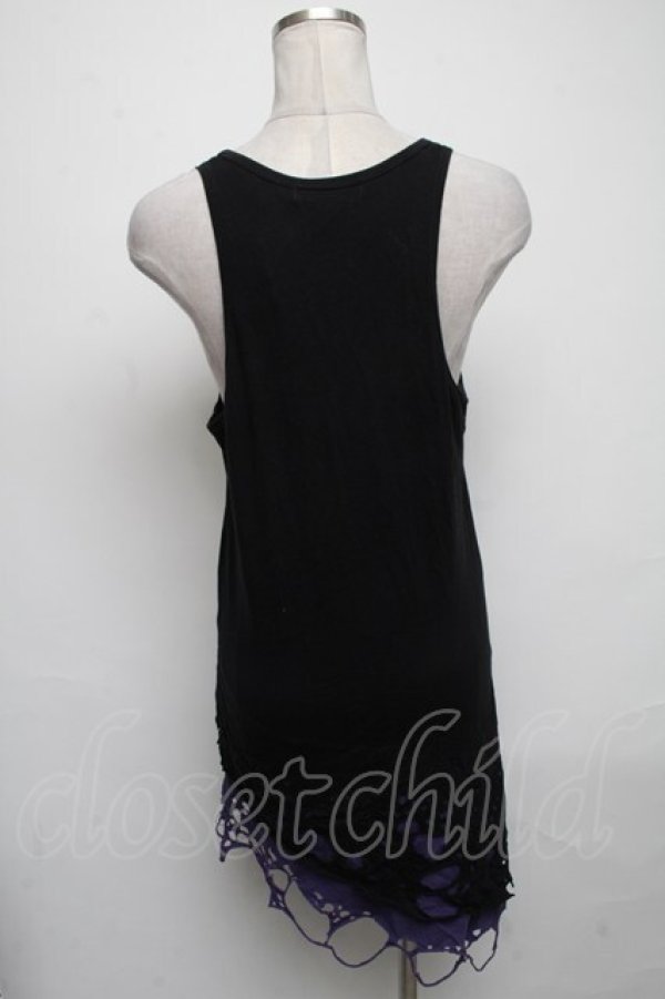 画像2: CIVARIZE / Poisonous クラッシュ加工フェイクレイヤードタンクトップ 44 黒ｘ紫 S-25-05-05-1015-GO-TO-AS-ZS (2)