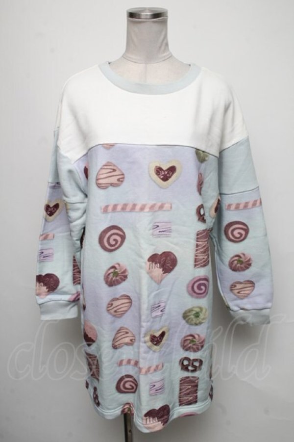 画像1: MILK //COOKIE GIRLトレーナーワンピース  サックス S-25-05-05-1024-ML-OP-AS-ZS (1)