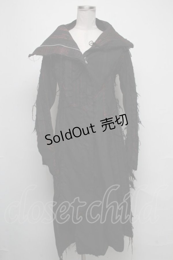 画像1: h.NAOTO / ガーゼロングジャケット  黒ｘ赤 S-25-05-05-1030-HN-JA-HR-ZS (1)