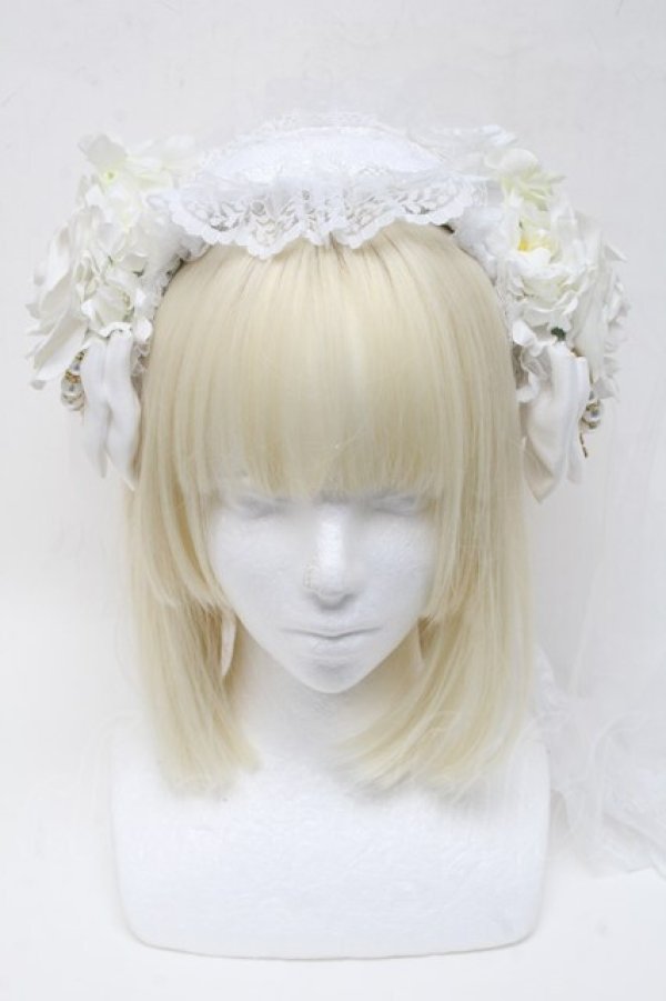 画像2: LOLITA / ヴェール付きカチューシャ  白 S-25-05-05-1004-LO-AC-AS-ZS (2)