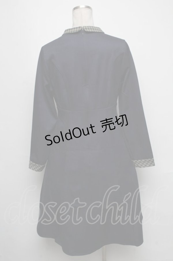 画像2: F i.n.t / チェックヨーク切替ワンピース  紺 S-25-05-05-1038-CA-OP-HR-ZT351 (2)