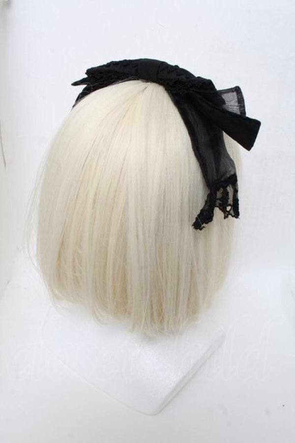 画像2: Angelic Pretty / レースハートチャーム羽根リボンカチューシャ  黒 S-25-05-05-011-AP-AC-HR-ZS (2)