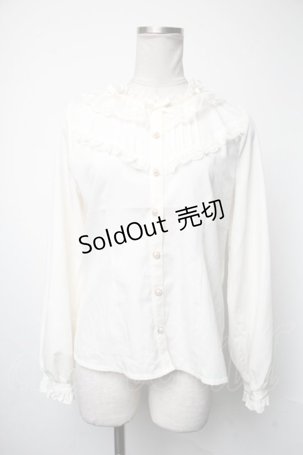 画像1: axes femme POETIQUE / リボン襟フリルブラウス  オフ S-25-05-05-017-AX-BL-AS-ZS (1)