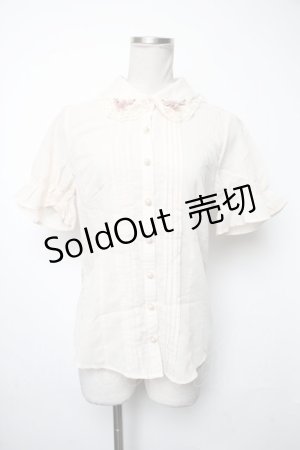 画像: axes femme POETIQUE / お花モチーフ襟ブラウス  ベージュ S-25-05-05-018-AX-BL-HR-ZS