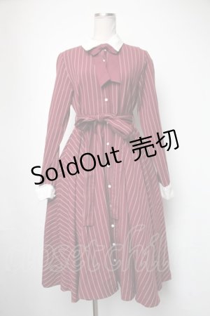 画像: Favorite / ストライプワンピース  ワイン S-25-05-05-033-LO-OP-AS-ZS