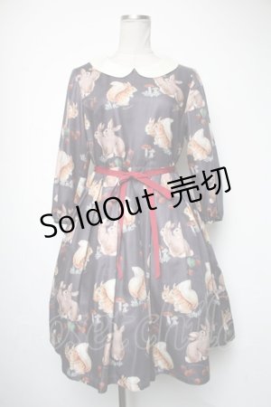 画像: Leur Getter / Squirrel & Rabbit袖付きワンピース  ネイビー S-25-05-05-034-LU-OP-HR-ZS