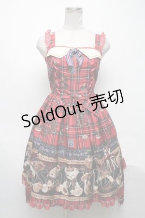画像: Angelic Pretty / British Bearジャンパースカート  赤 S-25-05-08-053-AP-OP-HR-ZS