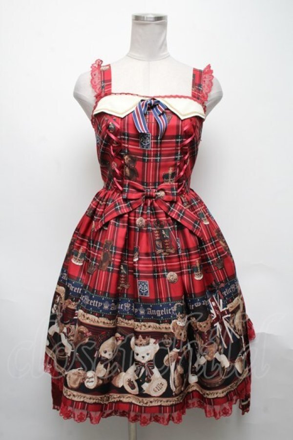 画像1: Angelic Pretty / British Bearジャンパースカート  赤 S-25-05-08-053-AP-OP-HR-ZS (1)