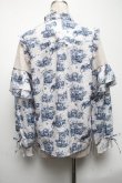 画像2: axes femme / トワルドジュイ風線画ブラウス  ブルー S-25-05-08-013-AX-BL-HR-ZS (2)