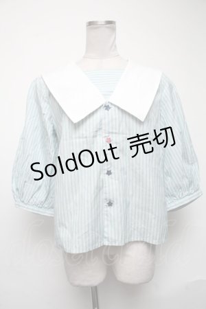 画像: ネバアランド / ストライプセーラーブラウス  サックス S-25-05-08-016-LO-BL-HR-ZS