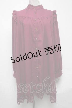 画像: axes femme / 裾レースチュニック  パープル S-25-05-08-018-AX-TO-HR-ZS