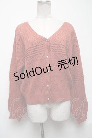 画像: axes femme / 透かし編みニットカーディガン  オレンジ S-25-05-08-019-AX-TO-HR-ZS
