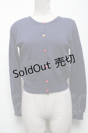 画像: 【SALE】MILK / BeBeハートカーデ  紺 S-25-05-08-022-ML-TO-HR-ZT042