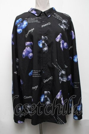 画像: GOTH / くま柄総柄シャツ  黒 S-25-05-08-032-GO-BL-HR-ZS