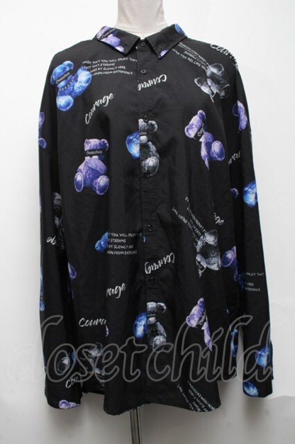 画像1: GOTH / くま柄総柄シャツ  黒 S-25-05-08-032-GO-BL-HR-ZS (1)