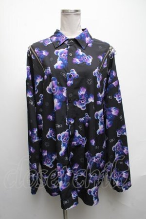 画像: GOTH / くま柄総柄シャツ  黒 S-25-05-08-034-GO-BL-HR-ZS