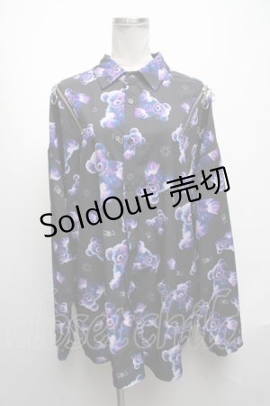 画像: GOTH / くま柄総柄シャツ  黒 S-25-05-08-034-GO-BL-HR-ZS