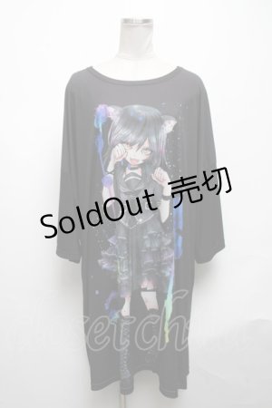 画像: anko ROCK / 少女プリントTシャツ  黒 S-25-05-08-035-PU-TS-HR-ZS