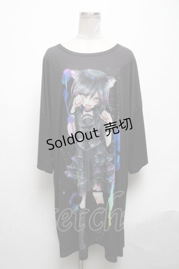 画像1: anko ROCK / 少女プリントTシャツ  黒 S-25-05-08-035-PU-TS-HR-ZS (1)