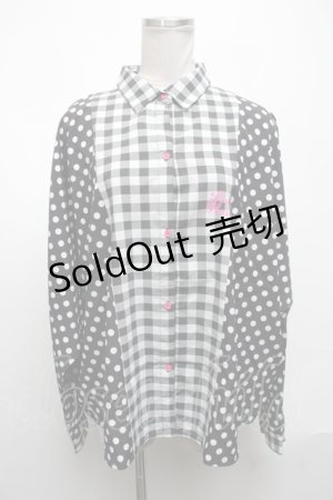 画像: LISTEN FLAVOR / 切替ブラウス  黒ｘ白 S-25-05-08-036-PU-BL-AS-ZS