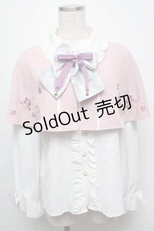 画像: Amavel / 鈴猫みくじの縁結ケープ付ブラウス  白ｘピンク S-25-05-13-027-CA-BL-AS-ZS